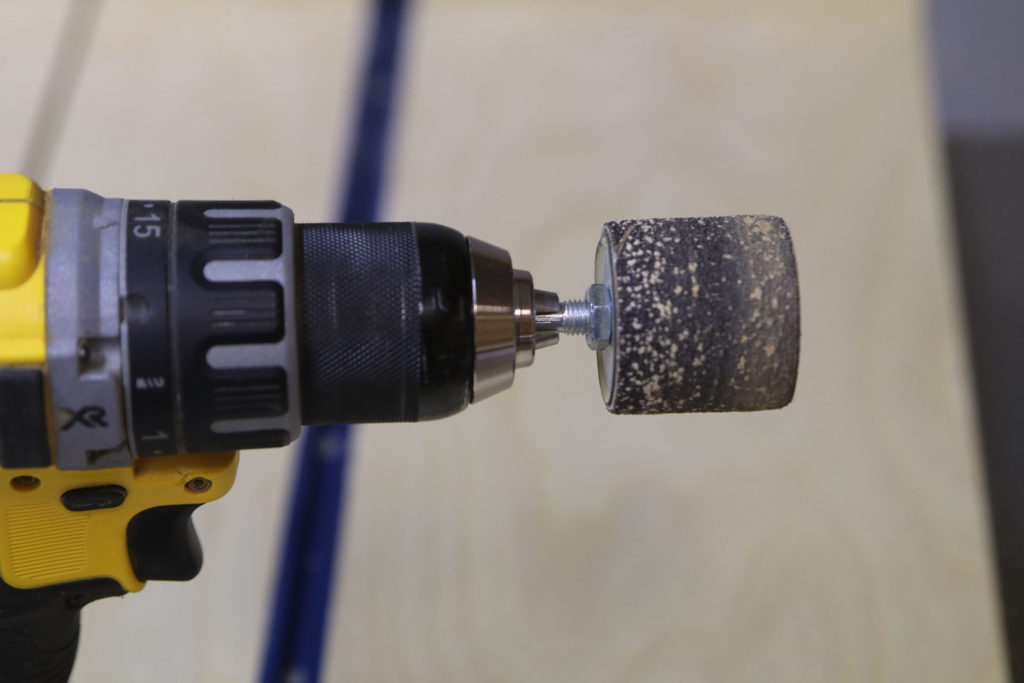 Sanding drum on drill